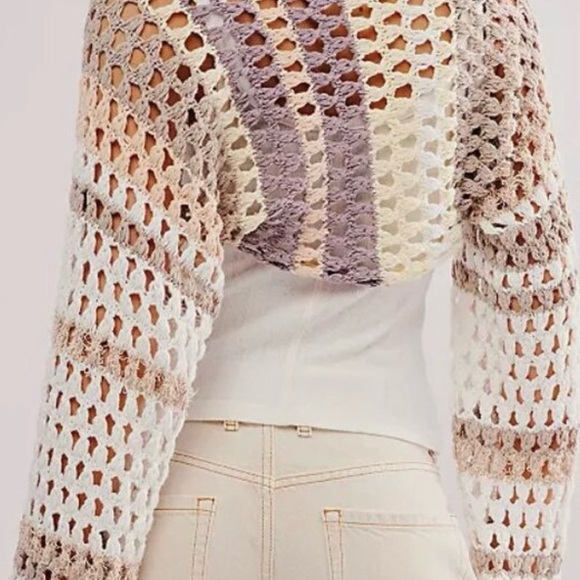 Free People Gia Crochet Shrug in Shell Combo - Picture 2 of 4